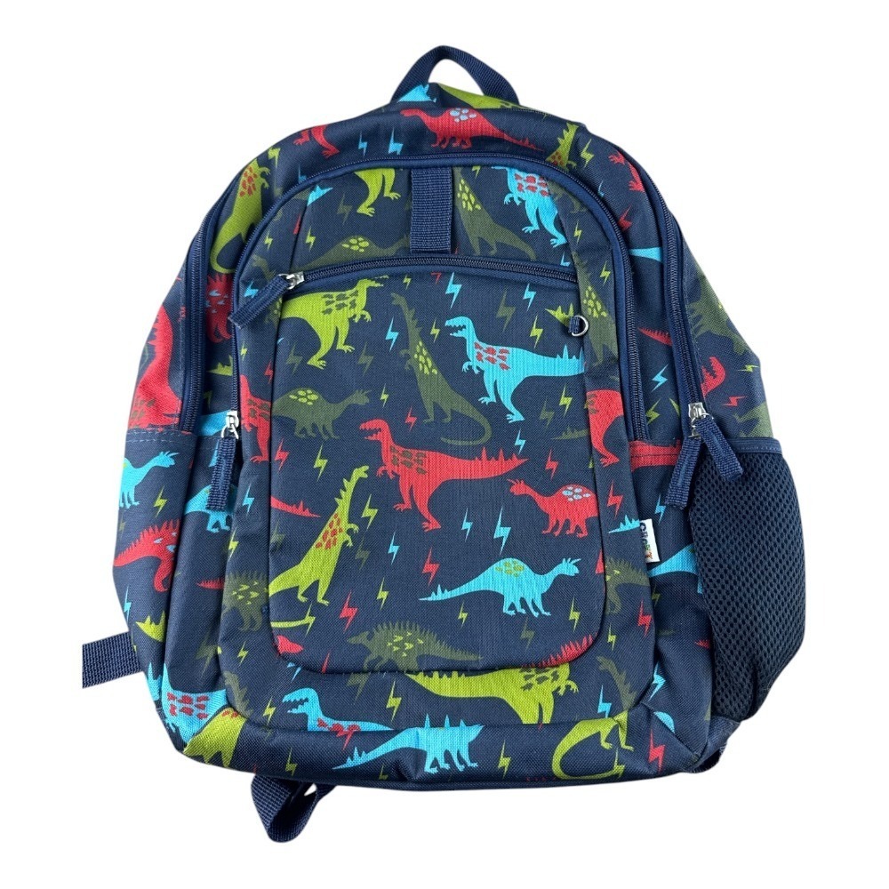 Crckt Kids Dinosaur Lightning Bolt Backpack Navy Blue Red 16.5 Inch School Bag